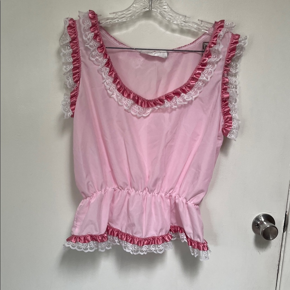 Vintage Tombstone Pink Saloon Girl Costume Top & Bloomers Set 2X Lace Ruffle1-22 - Picture 4 of 6